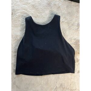 Athleta Black Cropped Tank Top Standard M High Neck Racerback Yoga Gym